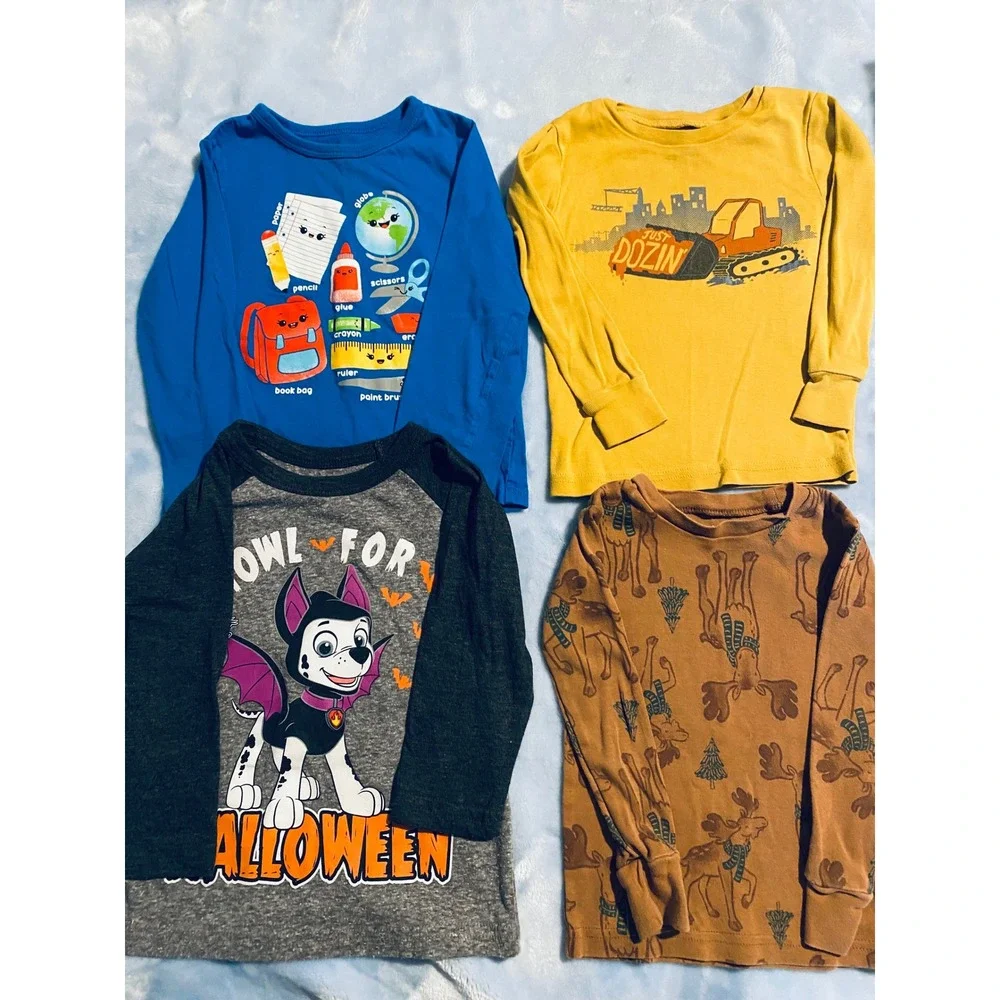 Toddler Boys 2T 3T Long Sleeve Graphic Tee Lot Carters Paw Patrol School Moose